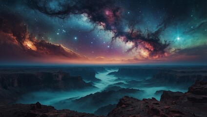 Naklejka premium “Nebula Dreamscape”: A surreal vision beyond our world.