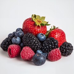 mix of berries, white background