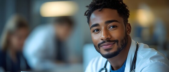 a group of healthcare professionals of different ethnicities, at hospital environment, engaged in a discussion or collaborative task. diverse medical team, healthcare and medicine