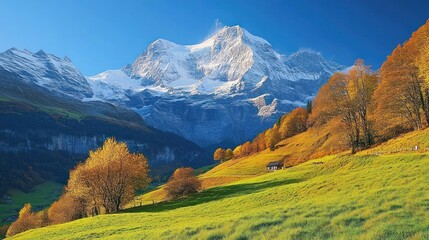 Majestic Mountain View with Autumnal Foliage