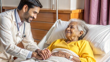 smiling indian caring doctor supporting