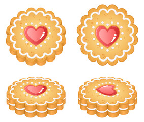 Strawberry Jam Heart Cookie Sandwiches from Different Angles