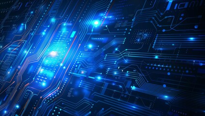 Futuristic Abstract Blue Technology Background with Glowing Elements