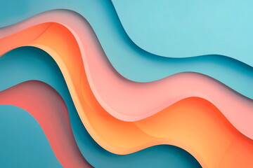 Obraz premium Abstract pastel blue paper texture background with minimalist geometric shapes and lines in peach and orange hues. Generative AI