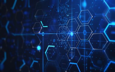 Abstract Blue Technology Design with Hexagonal Shapes in Vector Style