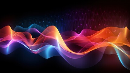 A vibrant and colorful abstract sound wave pattern background with fluid lines and smooth