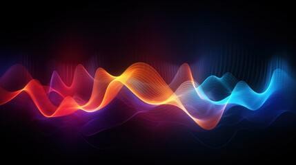 A vibrant and colorful abstract sound wave pattern background with fluid lines and smooth