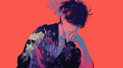 Fototapeta premium Cool and Handsome Japanese Men Exuding Style and Charm