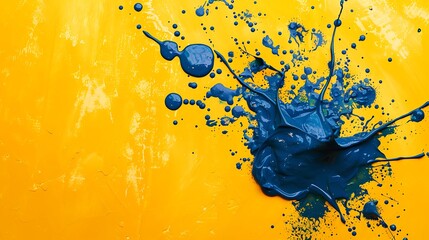 Slate blue splash on a sunny yellow background. Cool and warm contrast.