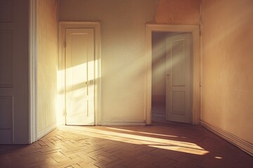 Fototapeta premium Home interior flooring light door.
