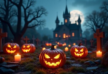 Halloween Night Background: Perfect for Spooky Party Invitations or Decorations 