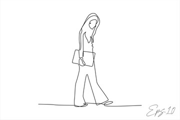 continuous line vector illustration design of woman walking