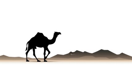 Camel silhouette in a static pose on a white background,