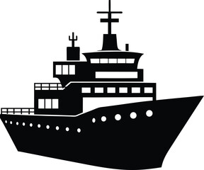 Vessel ship silhouette illustration black and white