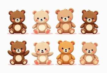 Beige and Brown Teddy Bear Characters, Perfect for Baby Products