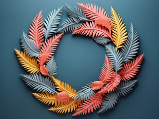 Naklejka premium Realistic christmas wreath decorated with red ribbons candies and baubles.