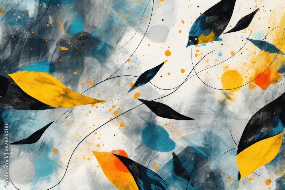 Poster birds backgrounds abstract painting.