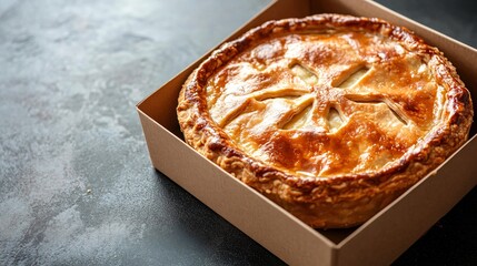 Delicious Homemade Pie in Box on Light Table