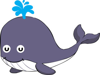 cute whale cartoon, sea animal