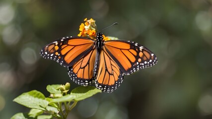 Fototapeta premium A close-up of a Basilarchia archippus, or Viceroy, butterfly on a leaf
