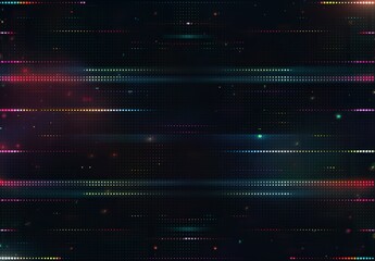 Horizontal LED Lines On Black Background With Pixelated Minimalism.