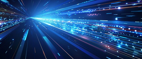 Futuristic Geometric Shapes with Speed Lines on a Blue Background.