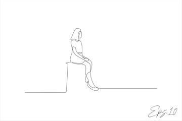 continuous line vector illustration design of woman sitting relaxing