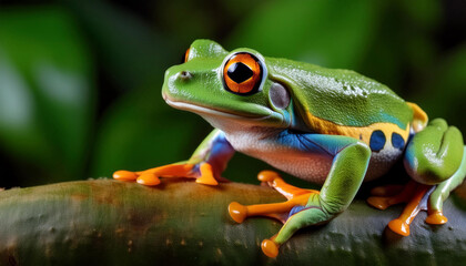 Obraz premium Close-Up of a Frog in its Natural Habitat