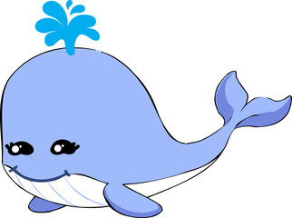 cute whale cartoon, sea animal