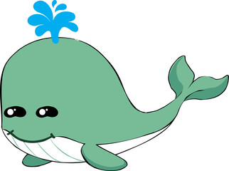 cute whale cartoon, sea animal