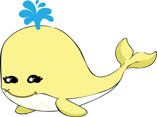 cute whale cartoon, sea animal