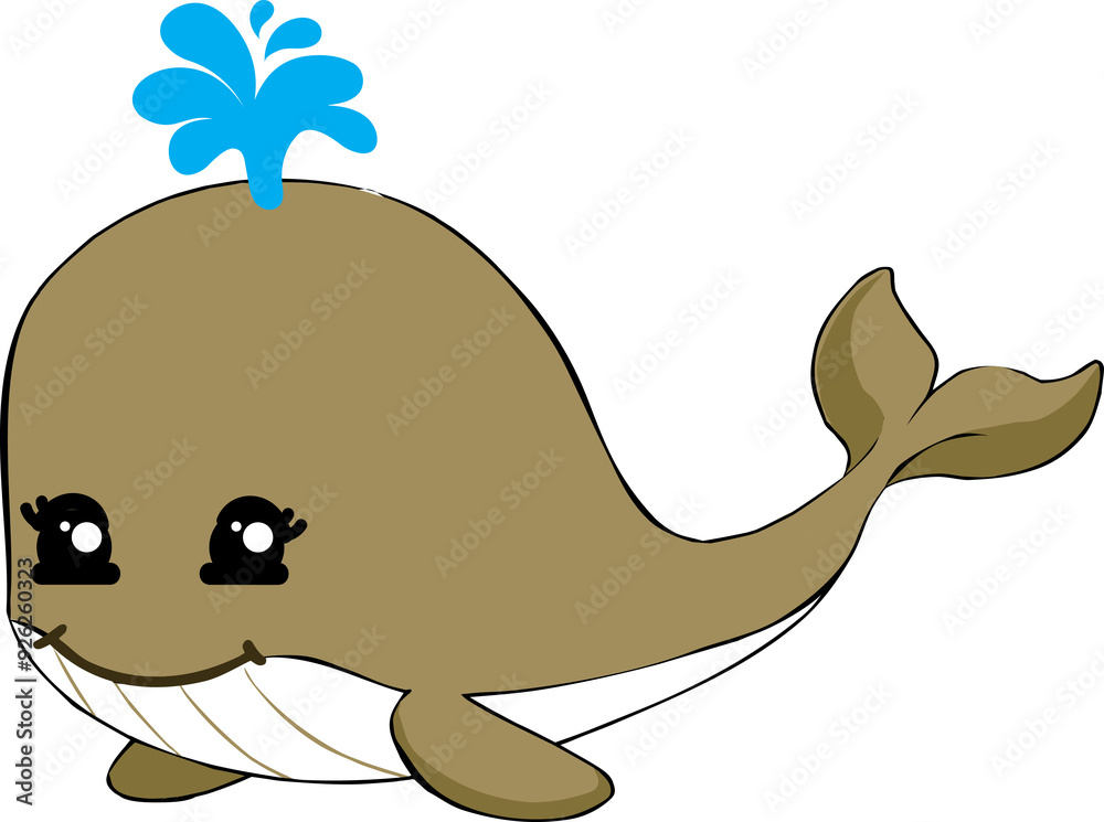 Wall mural cute whale cartoon, sea animal