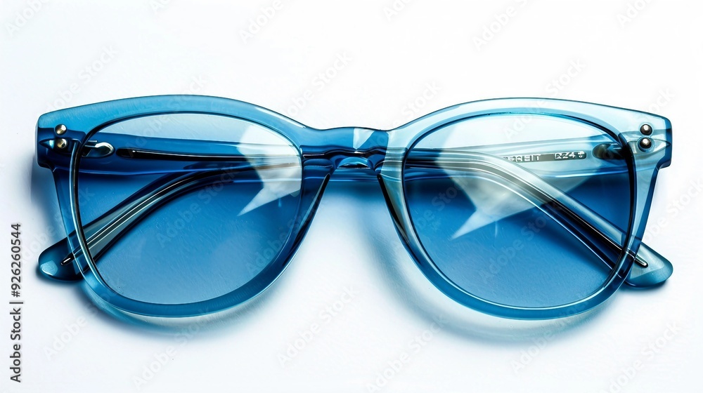 Wall mural Trendy Blue Sunglasses for Summer Fashion Looks on Clean White Background