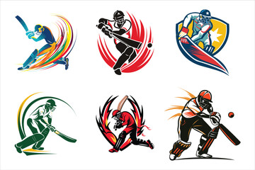 Cricket Batsman Vector Illustration, A cricketer Batsman shots Poses Vector, cricketer figure Vector