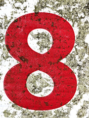 Written Wording in Distressed State Typography Found Number 8 eight