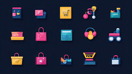 icons set for shopping	