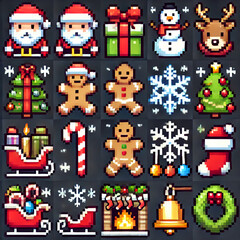 Christmas Pixel Art Icons