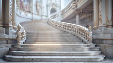 Marble Staircase in a Grand Hall
