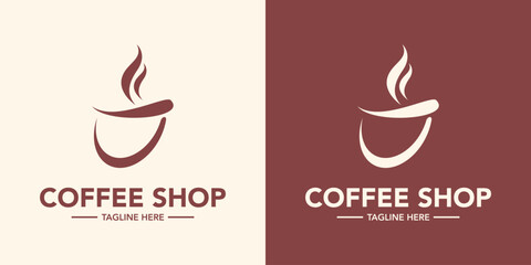 Coffee shop vintage logo design minimalist