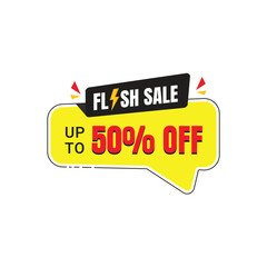 Flash Sale promotional sticker template. Flash Sales banner template design for social media and website. Sale promotion and advertising banner. Flash sale mnemonic with discount. White background.