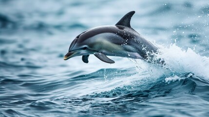 Fototapeta premium Dolphin Leaping from the Ocean Waves.