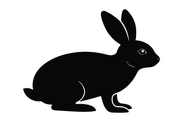 a silhouette of cute rabbit vector art illustration