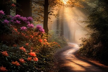 Fototapeta premium Nature autumn flower forest.