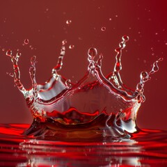 Water Drop Splashing in Red Liquid.