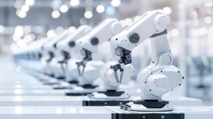 Industrial Robotic Arms in a Modern Factory