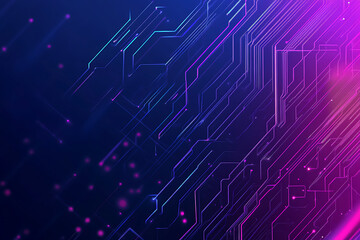 Fototapeta premium Futuristic vector illustration of an abstract circuit board with neon blue and purple gradients, showcasing intricate digital patterns and tech elements