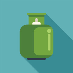 Green propane gas cylinder for using on a camping or for cooking