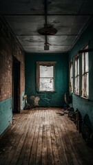 Fototapeta premium old abandoned room with floor