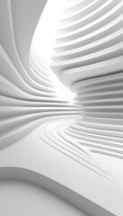Naklejka premium Abstract Minimalist Architecture With Curving Walls, White Empty Hall Interior Background.