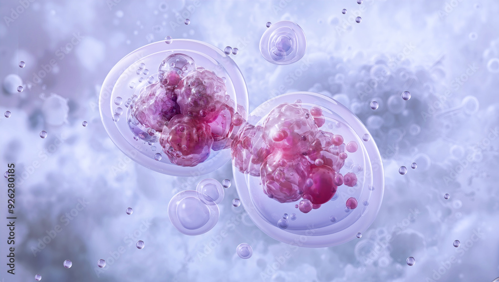 Wall mural eukaryotic cell division process. mitosis, cell cycle, interphase, cytokinesis. chromosome, dna repl